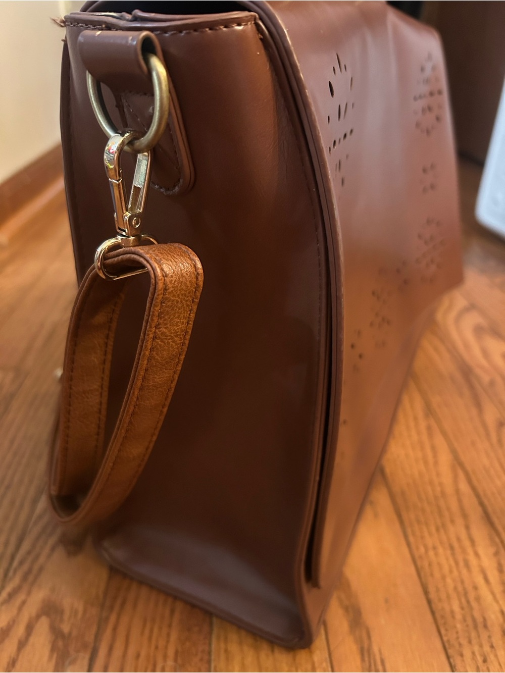 Classic Brown Laptop Tote with Detachable Strap
